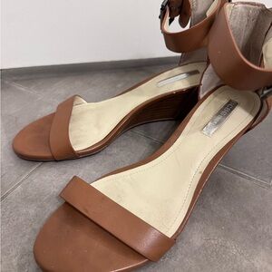 BCBGeneration Brown Wedge Sandals with Ankle Strap